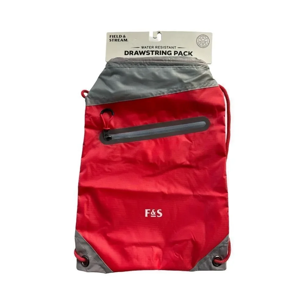Field & Stream Water Resistant Drawstring Bag Backpack Coral & Grey NWT